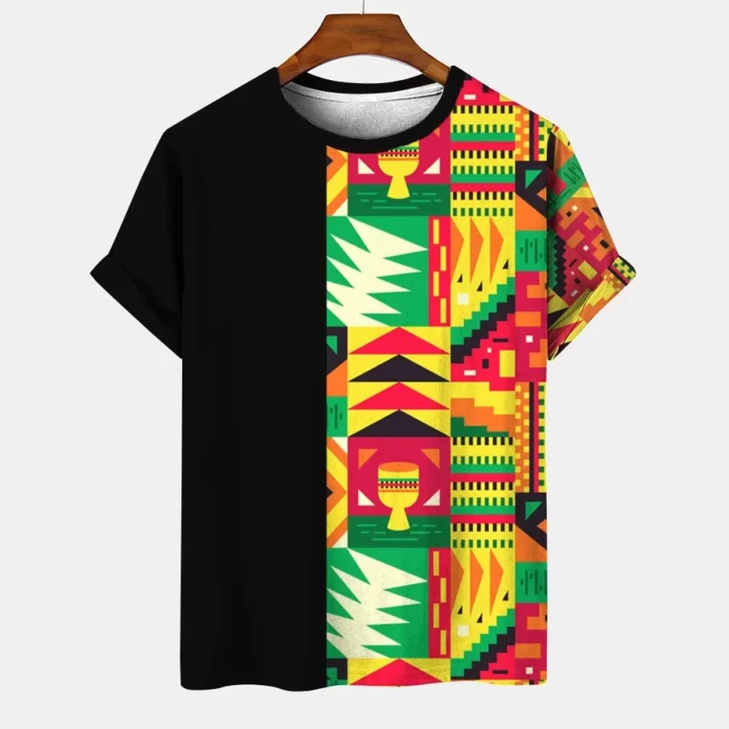 Men's T-shirt Ethnic Style 3d Print Tshirt Men Women Fashion African Tradition Stripe T shirt Short Sleeve Tops Tees Vintage New - Image 4