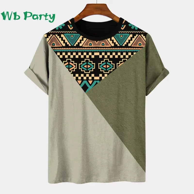 Vintage Striped Pattern Printing T shirt Men Designer Man T shirt Short Sleeve Tee Men Clothing Striped Print Clothes O-Neck Tee - Image 2