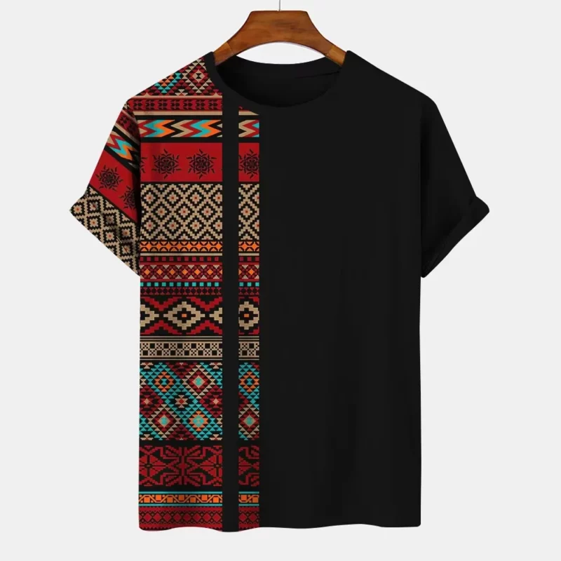 Men's T-shirt Ethnic Style 3d Print Tshirt Men Women Fashion African Tradition Stripe T shirt Short Sleeve Tops Tees Vintage New - Image 2