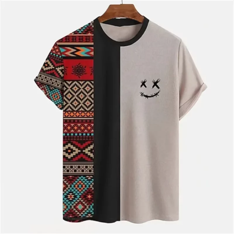 Men's T-shirt Ethnic Style 3d Print Tshirt Men Women Fashion African Tradition Stripe T shirt Short Sleeve Tops Tees Vintage New