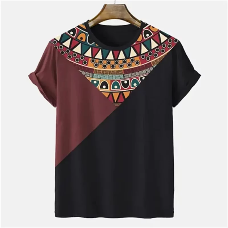 Men's T-shirt Ethnic Style 3d Print Tshirt Men Women Fashion African Tradition Stripe T shirt Short Sleeve Tops Tees Vintage New - Image 5