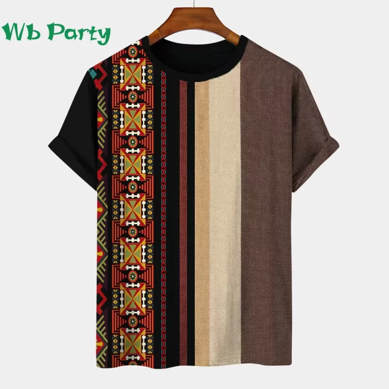 Vintage Striped Pattern Printing T shirt Men Designer Man T shirt Short Sleeve Tee Men Clothing Striped Print Clothes O-Neck Tee