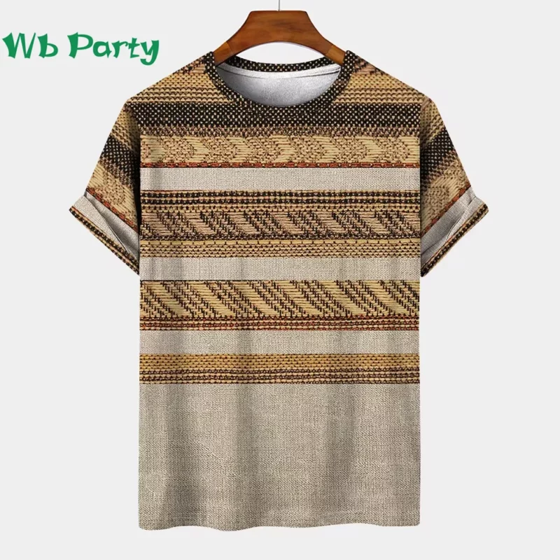 Vintage Striped Pattern Printing T shirt Men Designer Man T shirt Short Sleeve Tee Men Clothing Striped Print Clothes O-Neck Tee - Image 5