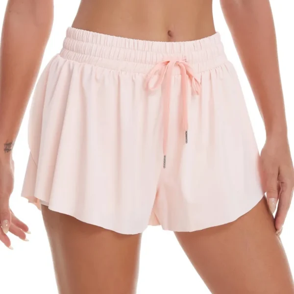 Breathable Women's Sports Shorts - Elastic Drawstring Waist, Liner Design, Side Pocket, Ideal for Gym Yoga Running Casual Wear